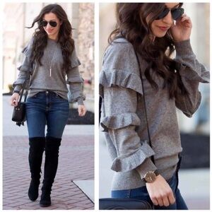 J. Crew Gray Crew Neck Sweater with Knit Texture